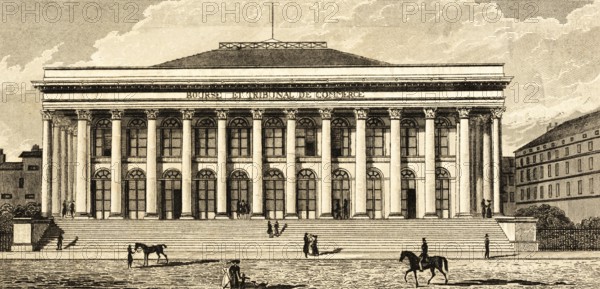 Bourse de Paris, Palais Brongniart, façade of the Paris Stock Exchange, France, steps, columns,