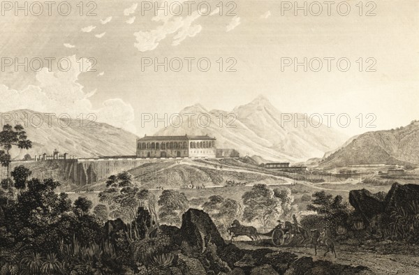 Boa Vista pleasure castle near San Christovao, Potosi district, Andes, horse-drawn carriage, rider,