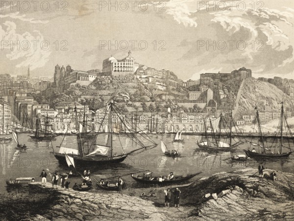 Oporto, today Porto, port city on the Atlantic, Portugal, capital, castle, fortress, architecture,