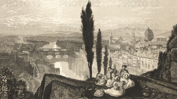Florence with the Cathedral Cattedrale di Santa Maria del Fiore, Tuscany, view from above,
