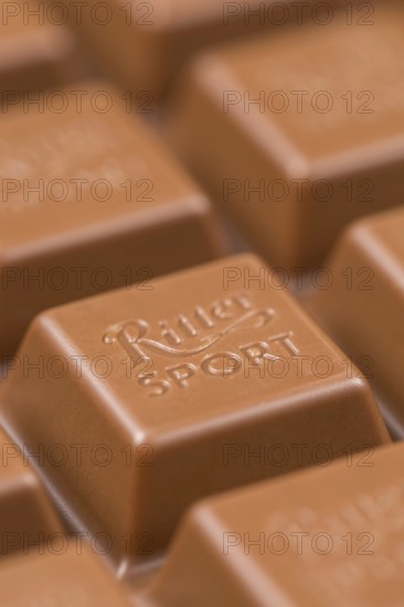 Ritter Sport chocolate close-up chocolate bar with logo in Stuttgart, Germany