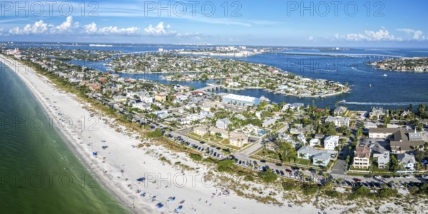 St. Pete Beach near Saint Petersburg Florida beach and sea from above aerial view panorama in St