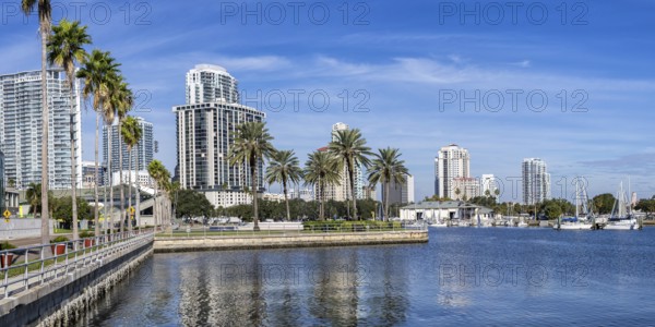 Saint Petersburg Florida Promenade on Tampa Bay with Skyline Panorama in Downtown St. Petersburg,