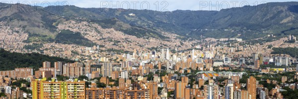 Medellin skyline view from Calasanz of high-rise buildings panorama with the city center in