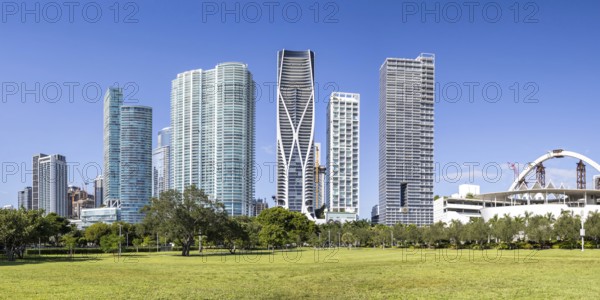 Miami skyline with high-rise real estate at Maurice A. Ferré Park Florida vacation panorama in