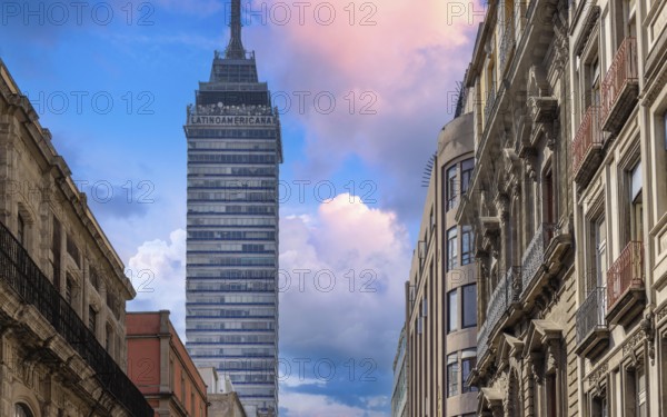 Mexico City Landmark tower Torre Latinoamericana near the Alameda Central Park and Zocalo historic