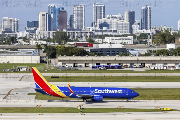 A Southwest Airlines Boeing 737-800 aircraft with license plate N8609A at Fort Lauderdale airport,