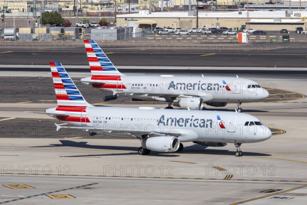 Airbus A320 and A319 American Airlines aircraft at Phoenix airport, United States