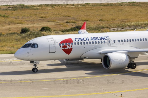 An Airbus A220-300 aircraft operated by CSA Czech Airlines with the license plate OK-EYB at Rhodes