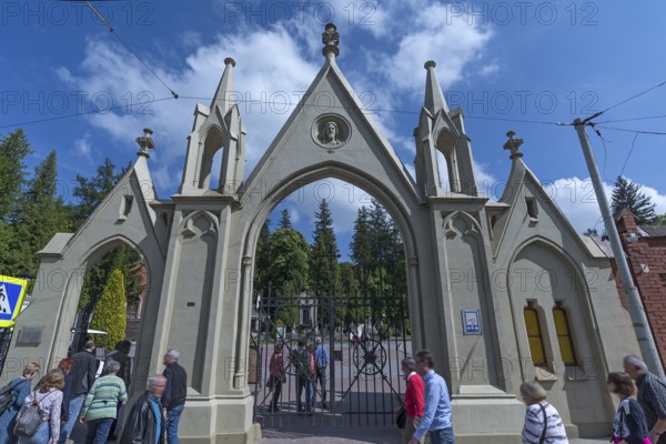 Entrance portal to Lützenhofer Cemetery Lychakivskiy Cemetery, Lviv, Galicia, Ukraine