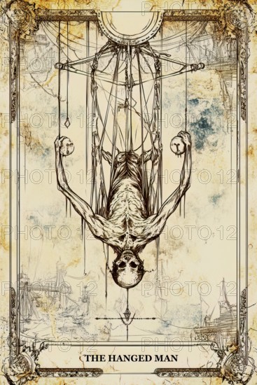 Modern representation of tarot card The Reverse Hanged Man symbolizing resistance, refusal to