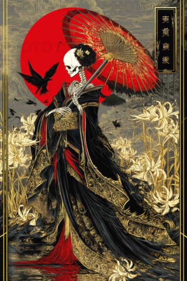 Modern representation of tarot card The Death symbolizing spiritual transformation, new beginnings,