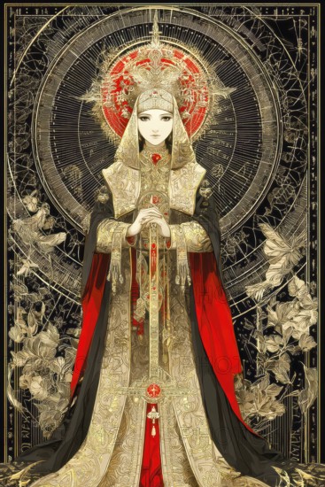 Modern representation of tarot card The Empress symbolizing fertility, motherhood, beauty,