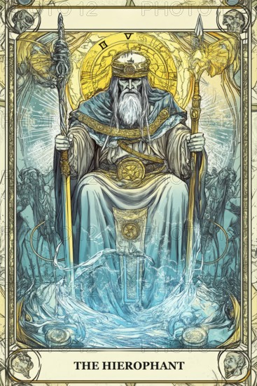 Modern representation of tarot card The Hierophant symbolizing tradition, conventional, conformity,