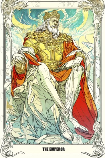 Modern representation of tarot card The Emperor symbolizing stability, fatherhood, authority, older