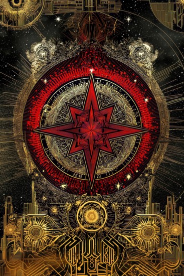 Modern representation of tarot card The Star symbolizing hope, inspiration, calm, renewal,