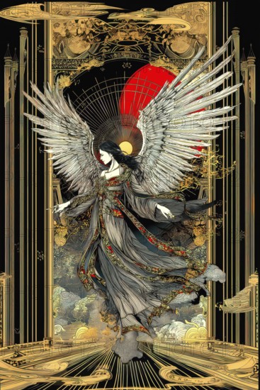 Modern representation of tarot card The Temperance symbolizing balance, peace, moderation, harmony,