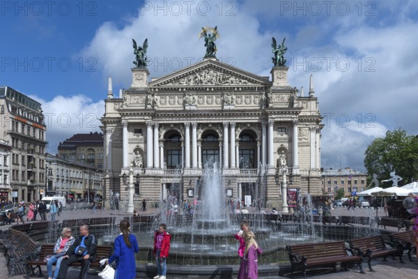 Opera House with Opera Fountain, Lviv, Ukraine