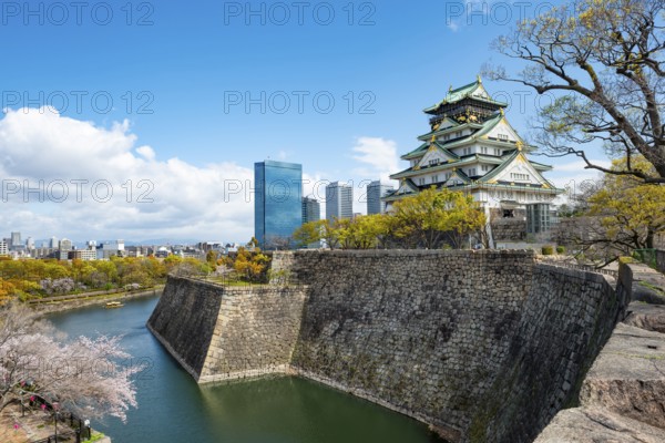 Osaka Castle, Moat Castle with Water, Osaka Castle Park, Chuo-ku, Osaka, Japan