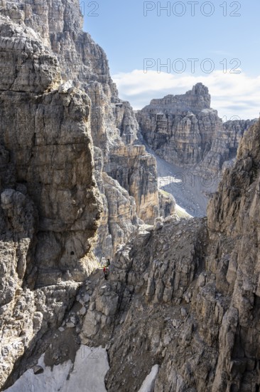 Bocchette Centrale band trail, via ferrata in the Brenta Mountains, Parco Naturale Brenta-Adamello,