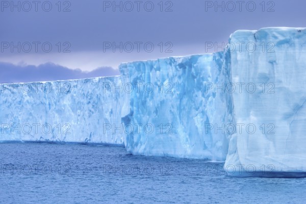 Brasvellbreen glacier from the ice cap Austfonna pouring fresh water into the Barents Sea,