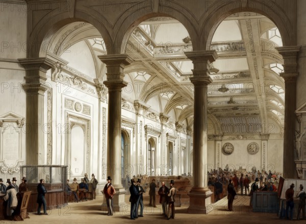 Interior of Lloyd's of London, also known as Lloyd's, an insurance and reinsurance market located
