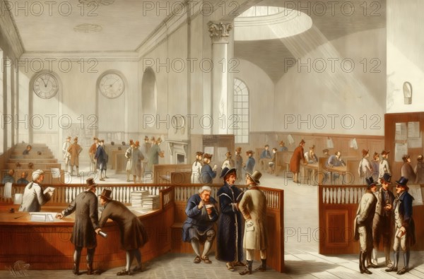 The Subscription Room, early 19th century, Interior of Lloyd's of London, also known as Lloyd's, an