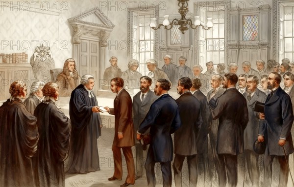 The Trial of the Pyx in the hall of the Worshipful Company of Goldsmiths, a judicial ceremony in