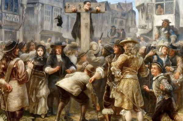 Titus Oates, 1649-1705, into the pillory at the gate of Westminster Hall, an English perjurer who