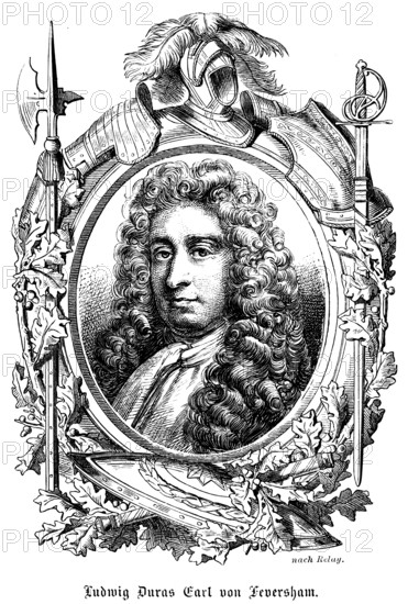 Louis de Duras or Lewis Duras 2nd Earl of Feversham (c. 1641 - 1709) Count, portrait, colonel in