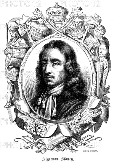 Algernon Sidney or Sydney (1623 - 1683) Kingdom of England, portrait, politician, opponent of the