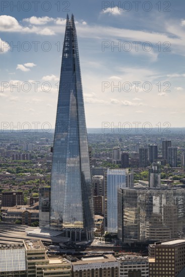 View of the modern skyscraper The Shard from the Sky Garden, London, England, Great Britain