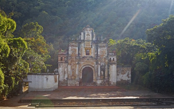Ermita de la Santa Cruz Church in the morning, Old Town, Antigua, Highlands, Sacatepéquez