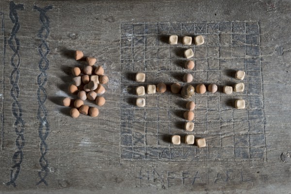 Historic Northern European Viking board game Hnefatafl or Tablut, strategy game for two players