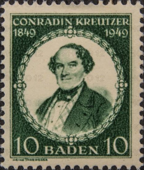 Conradin Kreutzer, originally Kreuzer, (1780-1849) was a German composer. Portrait on German