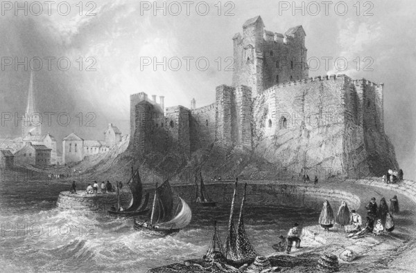 Carrickfergus Castle on the coast, Carrickfergus near Belfast, Northern Ireland, fortress,