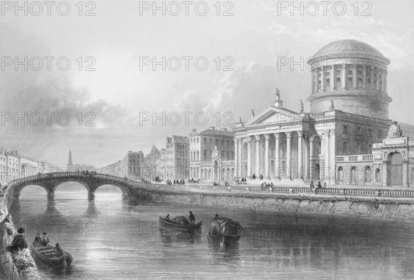 Four Courts on the River Liffey, Court House, Dublin, Ireland, Classicism, Waterfront, Justice,