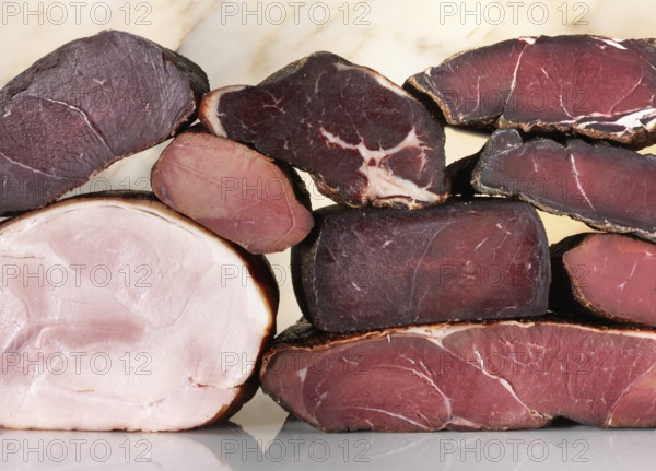 Different types of ham, studio shot