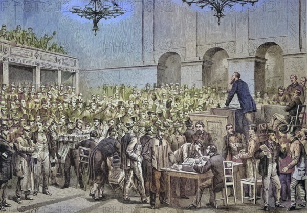 A meeting of workers in Vienna, Austria, Vienna Uprising or October Revolution/A meeting of workers