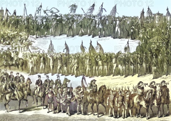 Shooting festival, a traditional festival or a mass with target shooting, here the defilee of the