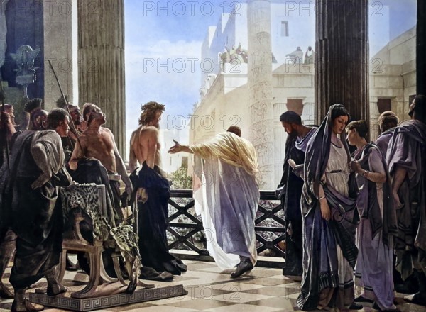 Historcal photo (ca 1880) of Rome, Ecce Homo of A. Ciseri, National Gallery, Scene of the Ecce Homo