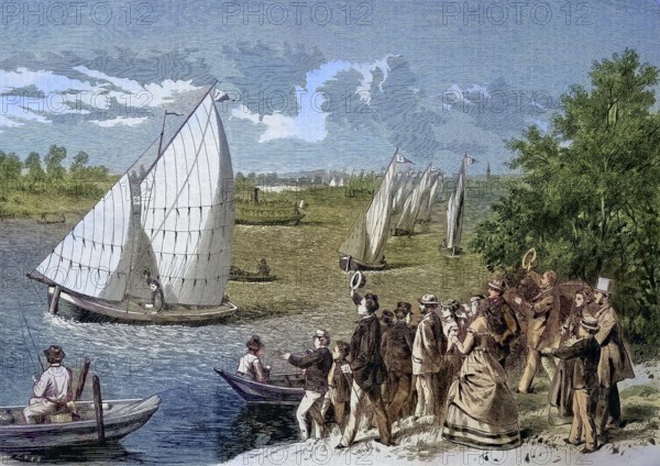 Regatta, boat race, sailboats on the Wannsee in Berlin, Germany/regatta, boat race, sailing boats