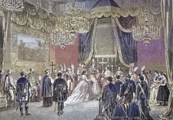 Baptism of the newborn Archduchess of Austria in the village of Ofen, Austria, Marie Therese of