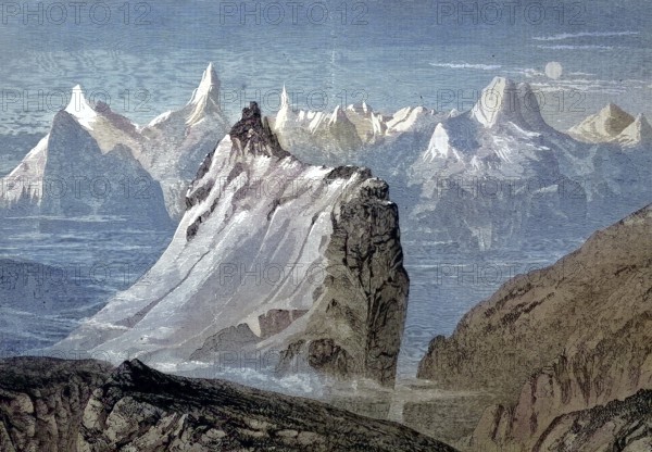 The mountains of the Alps in the Bernese Oberland, Switzerland, view from the Faulhorn/The