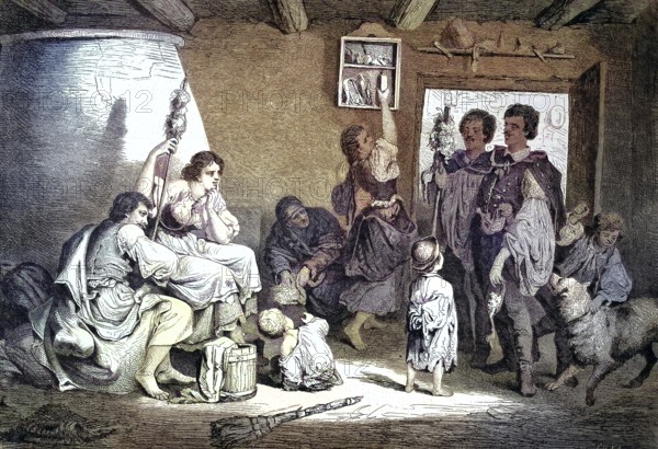 Old custom, a wedding loader in Hungary visits a family to extend an invitation to a