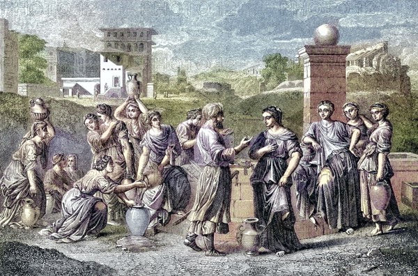 Elieser, son of Moses and Rebecca, biblical illustration, Rebecca and Elieser/Elieser, son of Mose
