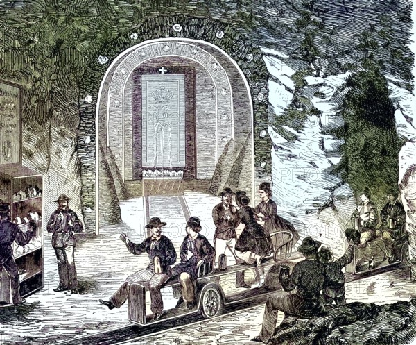 The Berchtesgaden salt mine is the oldest active salt mine in Germany, Bavaria, visitors at the