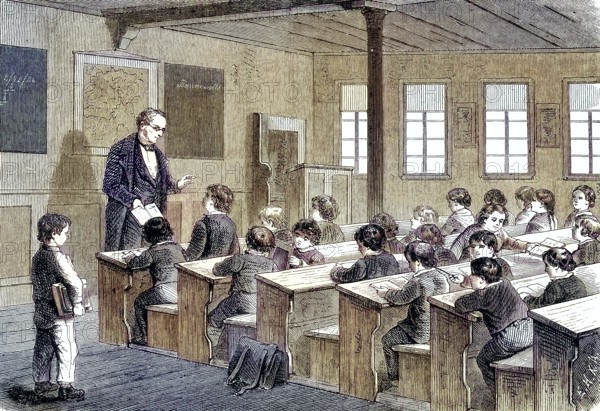 School, classroom, school class, Arnold Staub's school of weaving in Kuchen, Baden-Württemberg,
