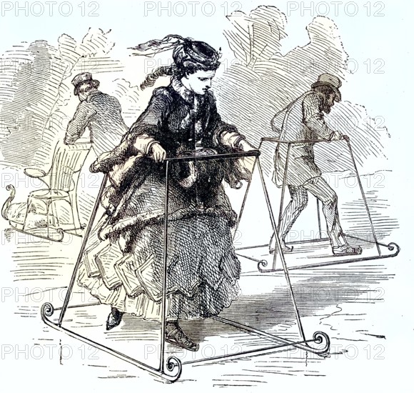 Woman learning ice skating, ice skating as winter fun/woman learning ice skating, ice skating as