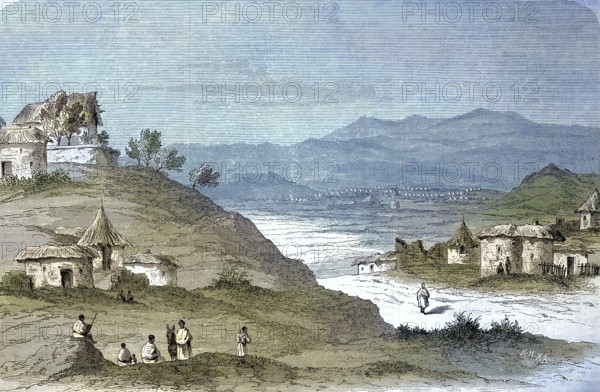 Abyssinian expedition of 1868, the English military camp near Addigraht, Abyssinia,